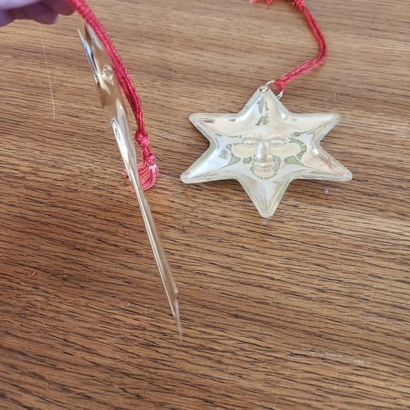 Vintage 90s Stamped Brass Metal Celestial Anthropomorphic Star Ornaments - Picture 7 of 9